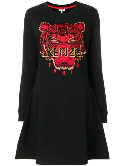 Kenzo Tiger Sweatshirt Dress In Black