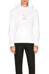Saint Laurent Signature Logo Cropped Hooded Sweatshirt In White