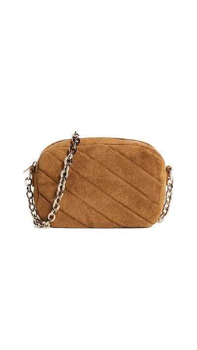 Apc Carole Quilted Suede Shoulder Bag In Mustard
