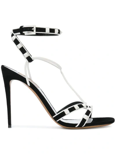 Valentino Garavani Free Rockstud-embellished Suede Sandals In Black White