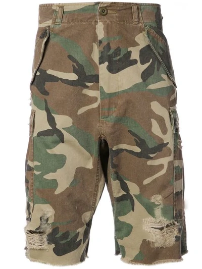 R13 Camouflage Print Shorts In Brown