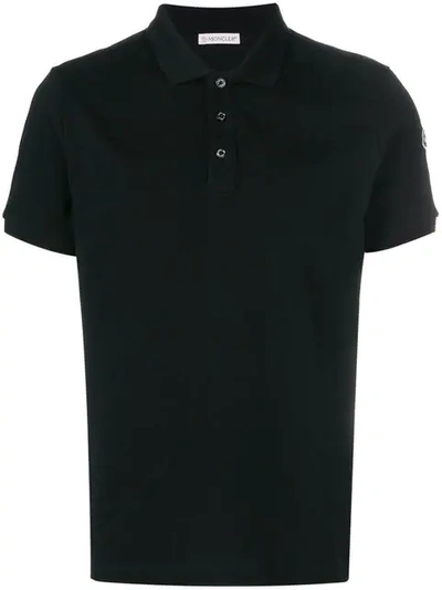 Moncler Logo Patch Relaxed Fit Polo Shirt In Black
