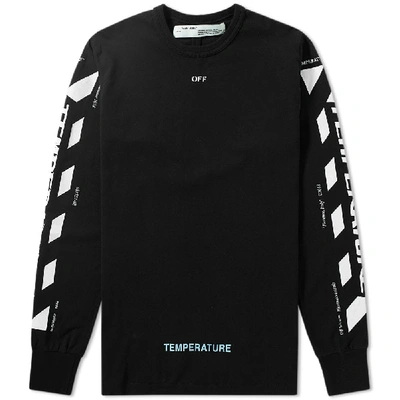 Off-white Long Sleeve Diagonal Temperature Tee In Black