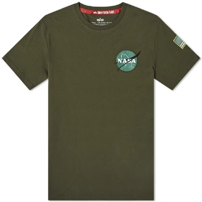 Alpha Industries Space Shuttle Cotton-jersey T-shirt In Dk Green