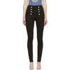 Balmain Button-embellished High-rise Skinny Jeans In Black