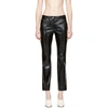 HELMUT LANG Black Patent Leather Cropped Flare Trousers,H09HW207