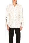 ANN DEMEULEMEESTER ANN DEMEULEMEESTER LONG SLEEVE SHIRT IN GEOMETRIC PRINT,WHITE,1801 3612 129 001