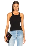 Re/done Black Hanes Edition Ribbed Tank Top In Black