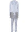 PRADA FEATHER-TRIMMED SATIN PYJAMAS,P00299912