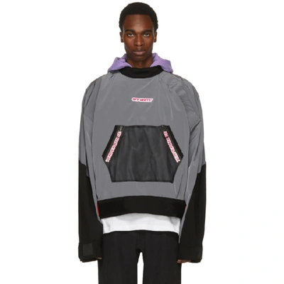 Off-white Mesh-trimmed Cotton-blend Shell Jacket In Light Grey