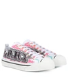 BURBERRY DOODLE PRINTED LEATHER SNEAKERS,P00301472
