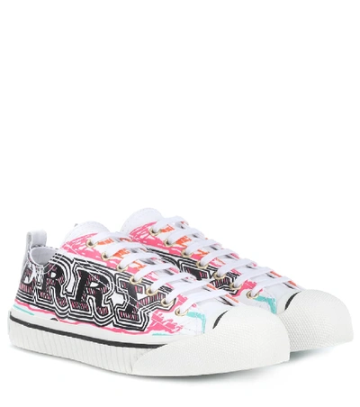 Burberry Doodle Printed Leather Sneakers In White