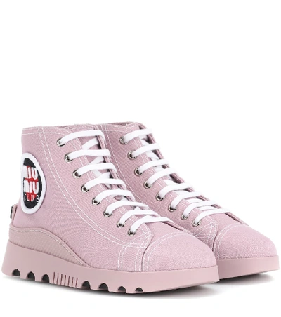 Miu Miu High-top Canvas Trainers In Pink