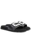 ROGER VIVIER POOL SLIDY LEATHER SLIDES,P00316545