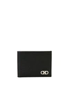 Ferragamo Textured Leather Wallet With Logo In Black