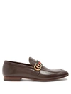 Gucci Donnie Gg Leather Loafers In Coffee-brown