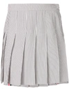 Thom Browne Grey Asymmetric Pleated Striped Skirt