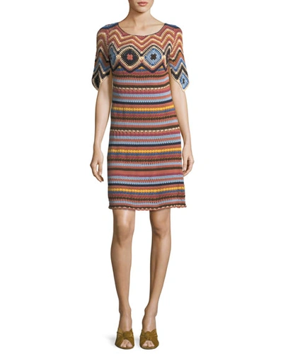 See By Chloé Crochet Stripe And Diamond Dress In Multi