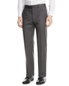 Emporio Armani Basic Flat-front Wool Trousers In Gray