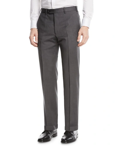 EMPORIO ARMANI BASIC FLAT-FRONT WOOL TROUSERS,PROD205630312