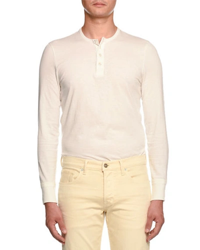 Tom Ford Cotton Henley T-shirt In White