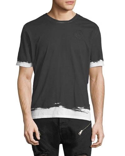 Just Cavalli Painted-trim Cotton T-shirt In Black