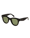 Celine Studded Acetate Sunglasses W/ Mineral Lenses, Black In Black Pattern