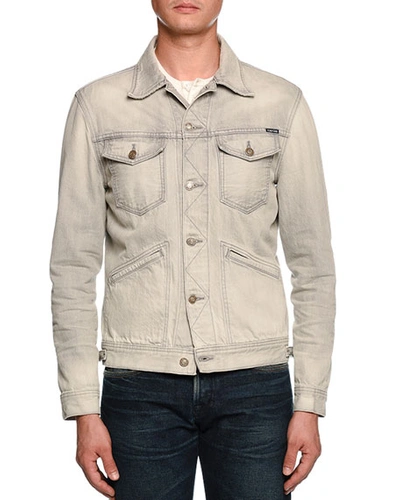 Tom Ford Gray-washed Denim Jacket In Light Gray