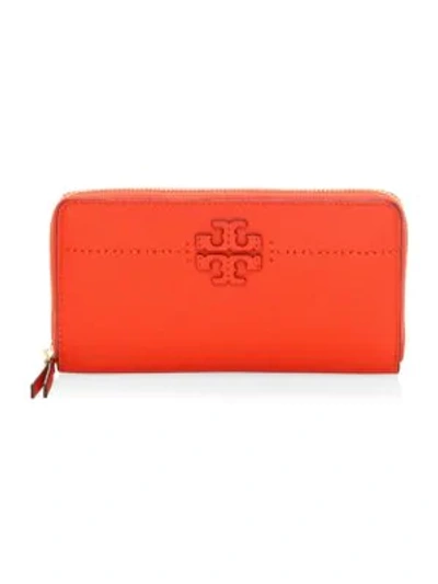 Tory Burch Mcgraw Zip Leather Continental Wallet In Poppy Red
