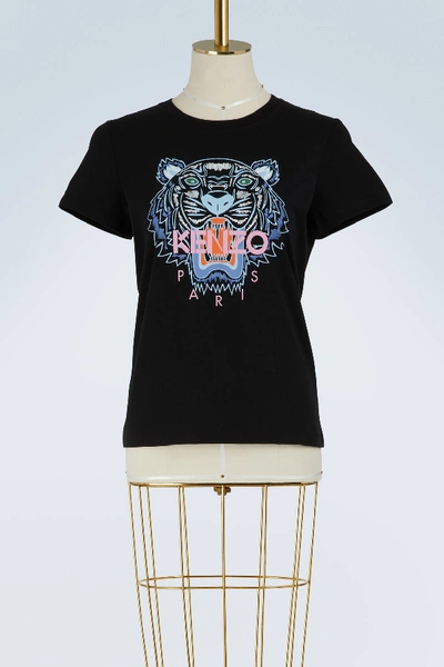 Kenzo Tiger Printed Cotton Jersey T-shirt In Black