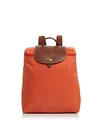 Longchamp 'le Pliage' Backpack - Orange In Orange/gold