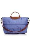 Longchamp Le Pliage Expandable Travel Duffel Nylon Weekender In Lavender Purple/gunmetal