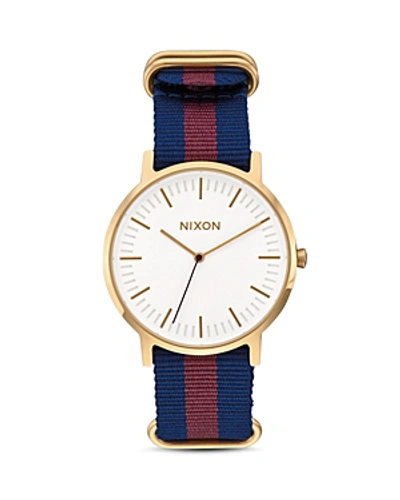 Nixon The Porter Nylon Strap Watch, 40mm In Red/ White/ Blue/ Gold