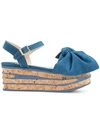 PALOMA BARCELÓ BOW WEDGE SANDALS,ROSACA0612686700
