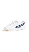 PUMA CLYDE DENIM LEATHER SNEAKERS