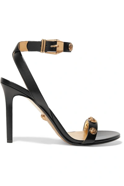 Versace 95mm Studded Leather Sandals In Black