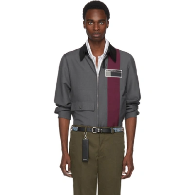 Prada Grey & Red Stripe Jacket In Lead