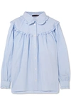 ALEXA CHUNG RUFFLED STRIPED COTTON-POPLIN SHIRT