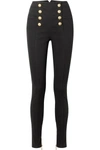 BALMAIN BUTTON-EMBELLISHED HIGH-RISE SKINNY JEANS