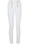 BALMAIN BUTTON-EMBELLISHED HIGH-RISE SKINNY JEANS