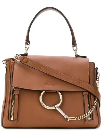 Chloé Mini Faye Day Leather Crossbody Bag In Brown