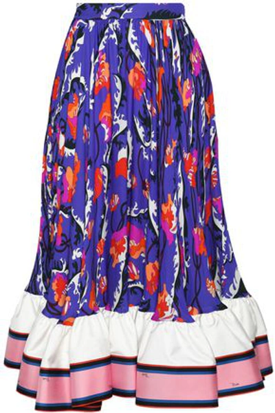 Emilio Pucci Printed Georgette Gathered Skirt In Multicolor