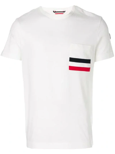 Moncler Striped Detail Cotton T-shirt In 034 Offwhit