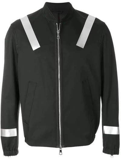 Neil Barrett Black Reflective Shell Bomber Jacket