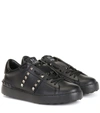 Valentino Rockstud Untitled Noir Leather Sneakers In Black