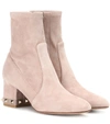 VALENTINO GARAVANI ROCKSTUD SUEDE ANKLE BOOTS,P00298311