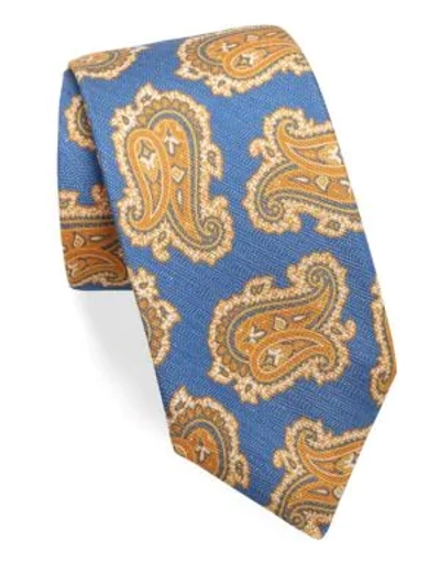 Kiton Paisley Silk Tie In Blue