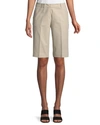 Lafayette 148 Manhattan Techno-stretch Twill Slim Bermuda Shorts In Khaki