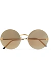 CARTIER Panthère round-frame gold-plated mirrored sunglasses