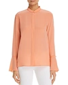 DONNA KARAN SILK BUTTON-DOWN BELL-SLEEVE TOP,D8AM5850